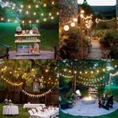 太阳能串灯带灯S14灯泡户外院水防DUM花园庭阳台露营氛围装 饰闪灯