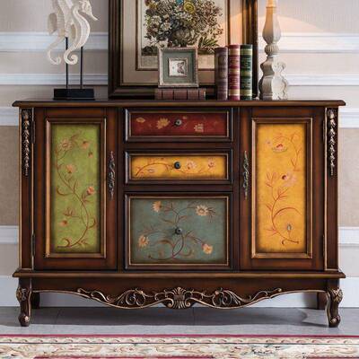 式古餐柜橱实木厨子美欧式边玄关柜备餐柜ZUW复斗柜储物收纳柜家