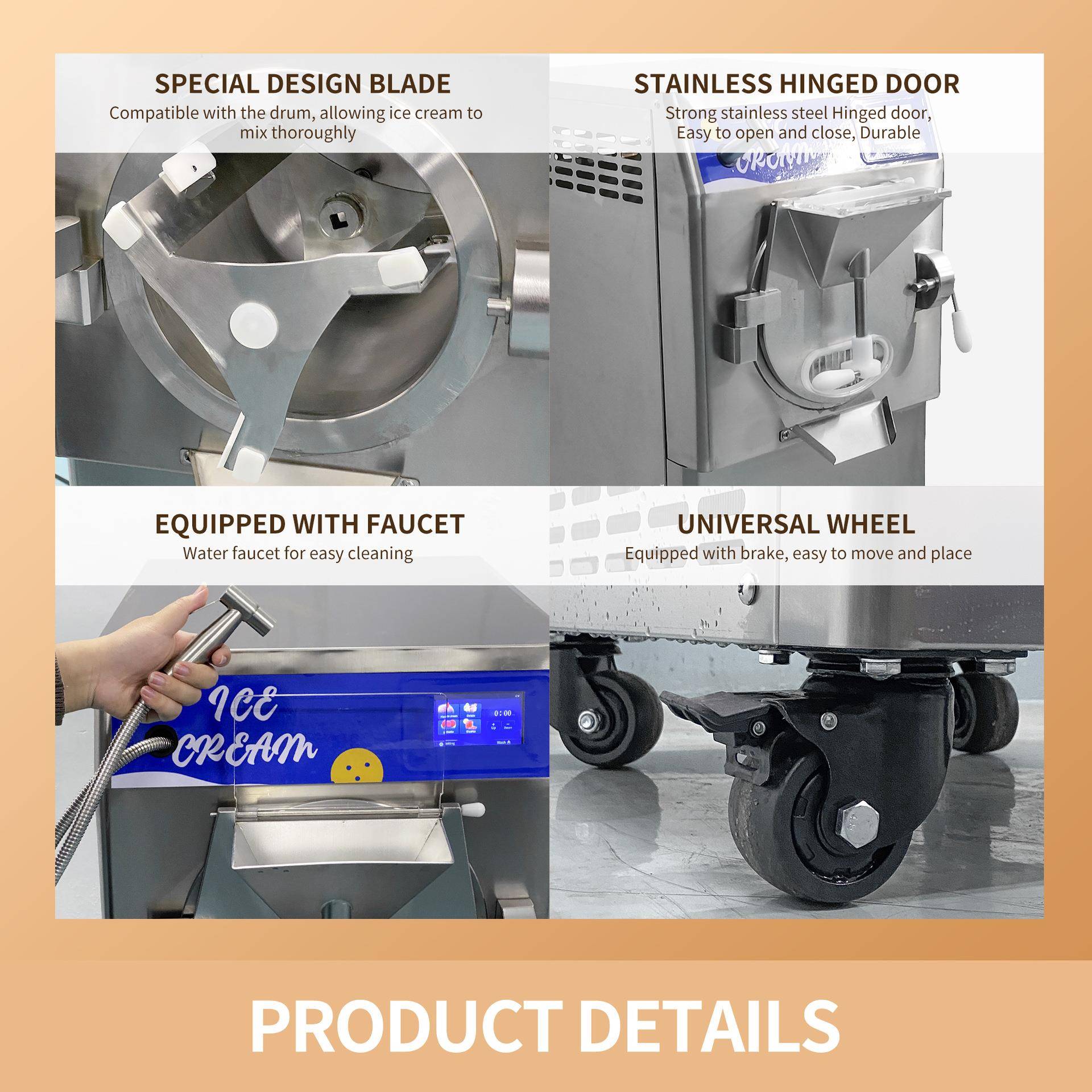 48淋升冰凌JFV机商用硬雪糕机意式ge激ato立式甜筒全自动冰淇l设