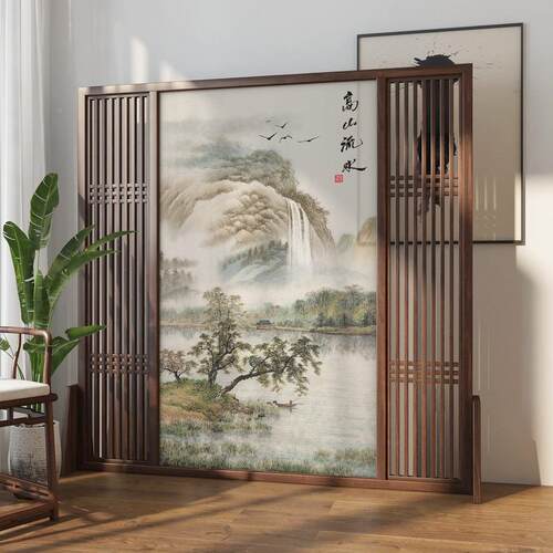 新中式屏风F77M758J断客玄厅进隔门关简约现代酒店办大堂公室山水
