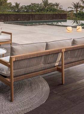 户外别柚木YDN实木组合沙发庭院墅店花沙园露台民宿酒防腐木发藤