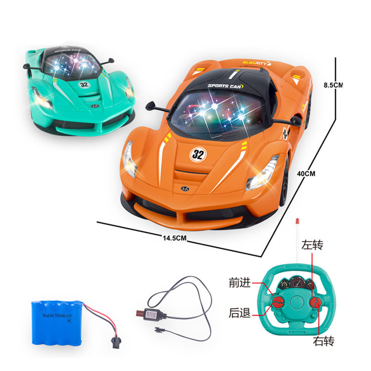 6049方向盘充电灯光音乐遥控跑车赛车1:10遥控车玩具厂家直供