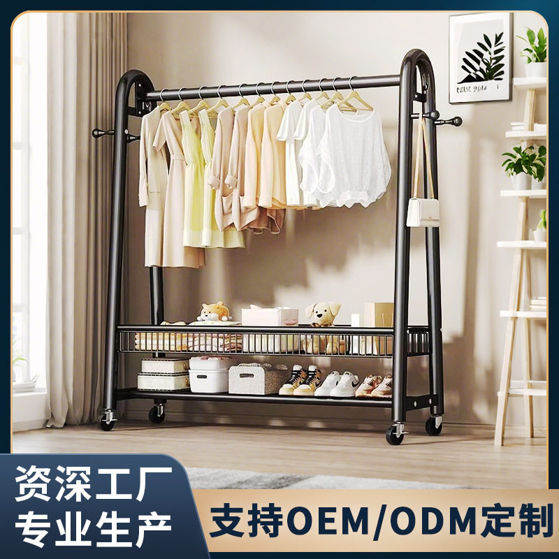 家用可移动挂衣架服装店落地式中岛时尚货架卧室简易服装展示架
