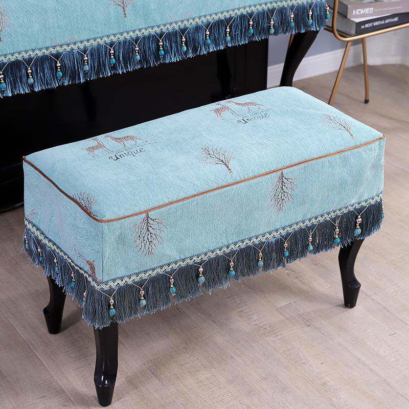 钢琴罩半罩欧电巾式三件套新款钢琴QQJ披盖半包防尘布艺套柜式钢