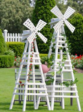 室外园艺花架户外庭院腐木DD102014架架子白色风车月防季爬藤木实