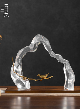 速发新中式透软假山禅意茶室博古架摆件饰楼处高级感客厅玄关明装