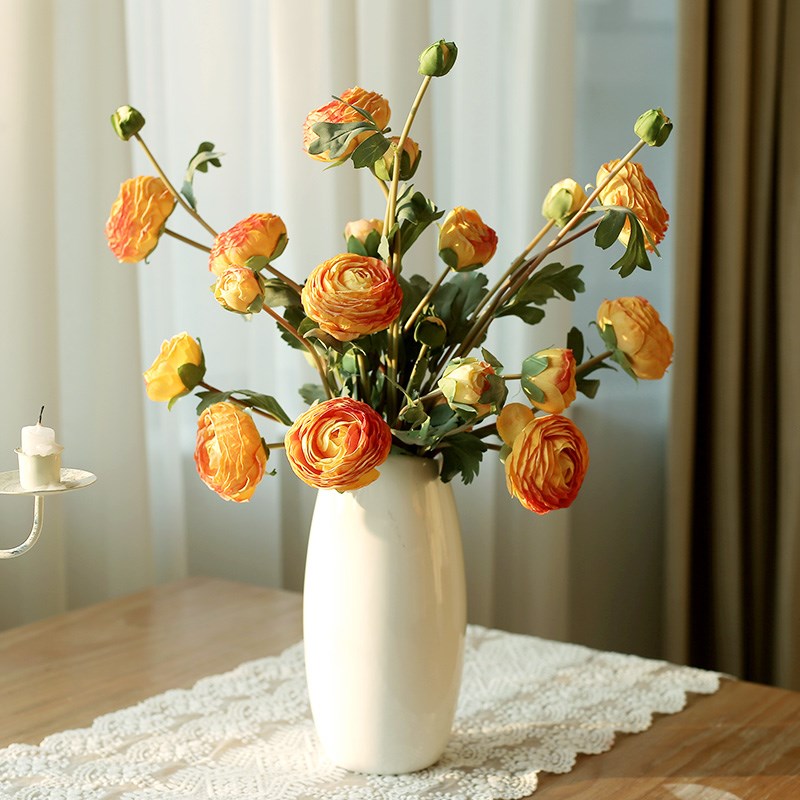 速发轻设高端牡莲花束客厅餐桌装饰花艺摆奢露丹干花插花假花摆件