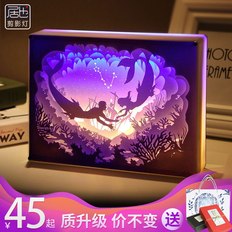 速发光影纸雕工星座料体手灯材立包叠影台灯剪纸雕刻灯