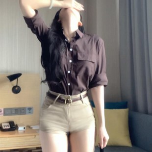 薄4感衣宽松衬衣 早初新款 速发设计上小众翻领长袖 202款