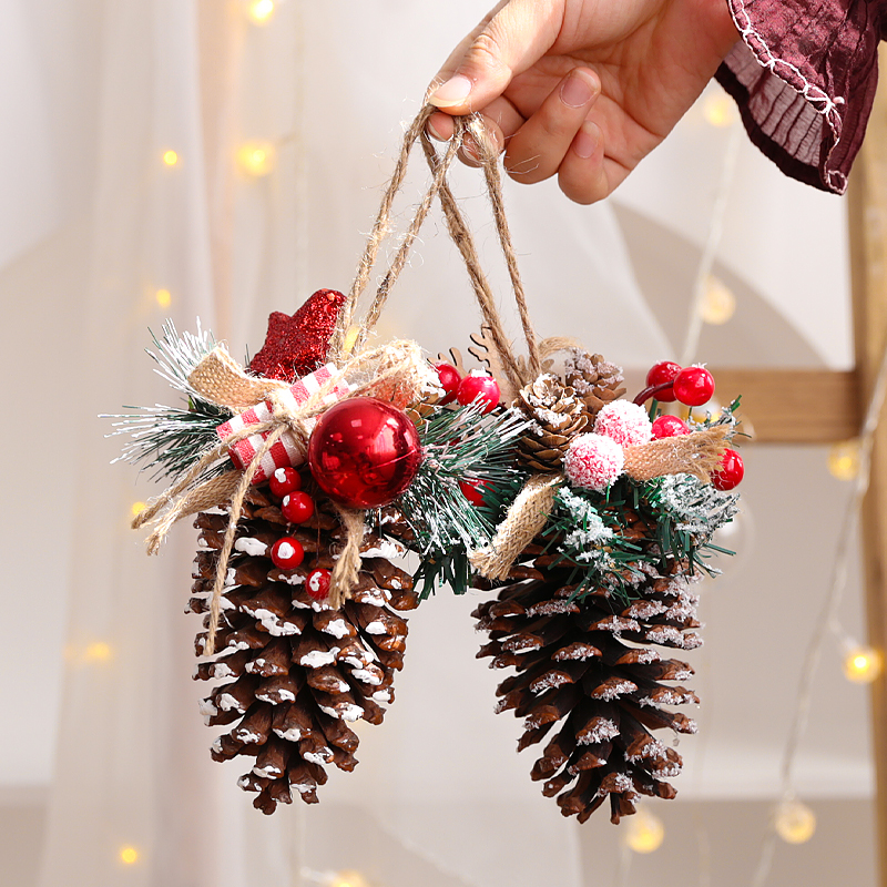 速发圣诞装饰品树诞圣布饰球小松果材料风场景装置创意摆件道具
