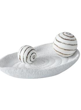 极简肌理托盘摆件现代极简软装样板房间客厅茶几白色桌面几何摆件