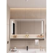 cs智能实木浴室镜柜卫生间壁挂墙式 带灯梳妆镜子带置物架一体储物