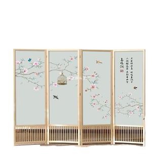 现代中式 实木可折叠移动家用屏风隔断客厅卧室书房酒店宾馆办公室