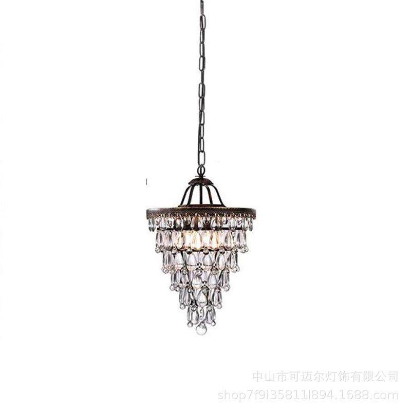 美式复古水滴水晶吊灯北欧创意简约铁艺客厅餐厅卧室过道吊灯,家装灯饰光源,智能吊灯,淘宝优惠券,粉丝福利购,淘宝优惠卷