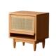 轻奢创意北欧实木藤编樱桃木床头柜现代简约小柜子收纳储物床边柜