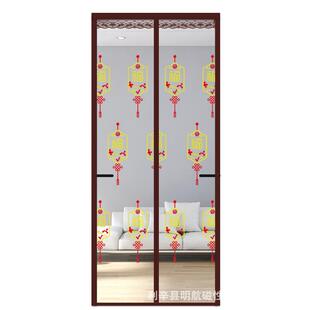 新款金刚网绣花防蚊门帘隔断防蝇虫纱门加密磁块免打孔款厂家直销