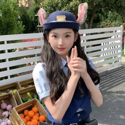 可爱卡通朱迪cos服饰穿搭兔子警官女童儿童洛丽塔JK发饰帽子边夹
