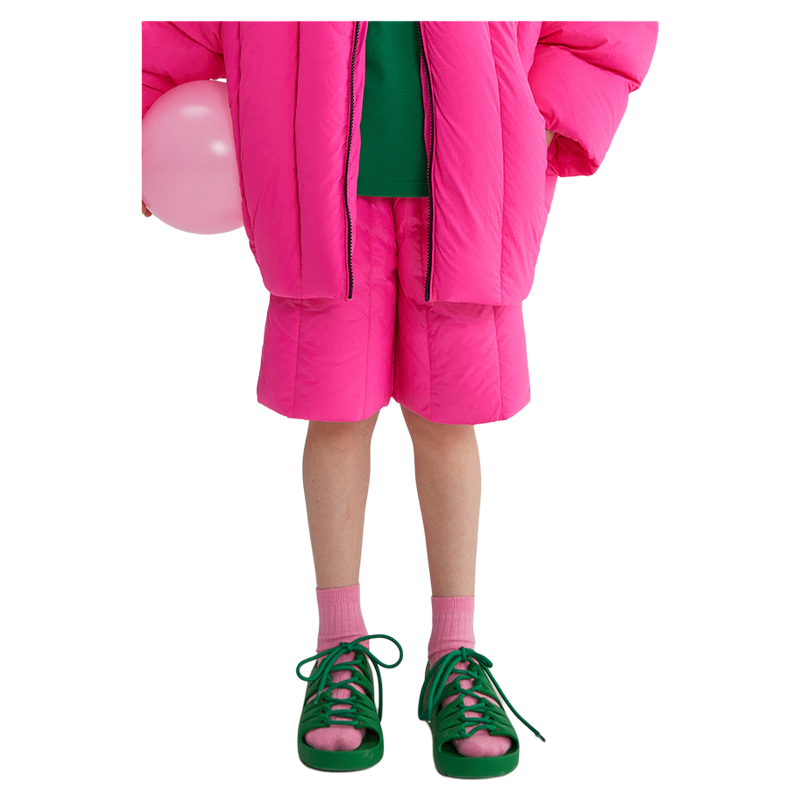 PinkTeddy儿童裤子2024新款秋冬洋气女童装大童加厚粉色羽绒短裤