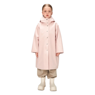 PinkTeddy童装女童防风防雨中长款儿童粉色户外春秋风衣连帽外套