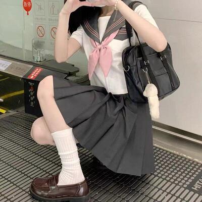 张不烦JK灰粉三本日系基础款灰粉