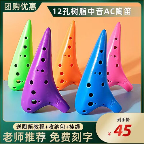 陶笛12孔aec调中音初学儿童入门成人学生专业演奏塑胶树脂防摔乐