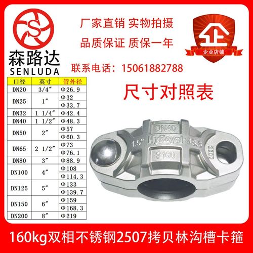 2205/2507拷贝o林卡箍160kg双相不锈钢膜壳拷考贝林沟槽卡管抱箍