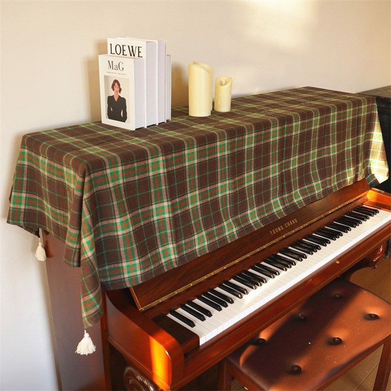 绿呢格子现代简约钢琴罩半罩钢琴C盖布防尘保护罩钢琴凳套罩椅子,居家布艺,钢琴罩,淘宝优惠券,粉丝福利购,淘宝优惠卷