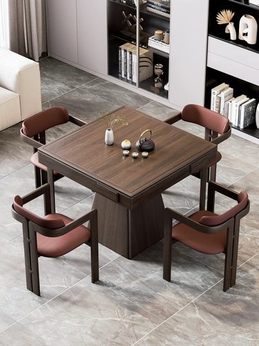 实木掼蛋专用桌棋牌桌八仙桌正方形四方桌餐桌新中式岩板桌椅组合