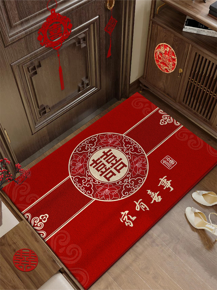结婚门口地垫入户门垫喜庆进门家用耐脏脚垫婚房装饰布置红色地毯