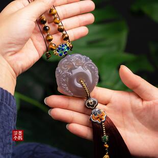 三羊开泰紫玉髓玛瑙汽车挂件高端大气上档次车载车内挂饰2024新款
