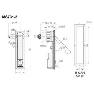 2黑色平面鎖連桿鎖機(jī)箱鎖配電柜鎖 柜鎖門(mén)鎖MS731 鎖桿鎖亞光