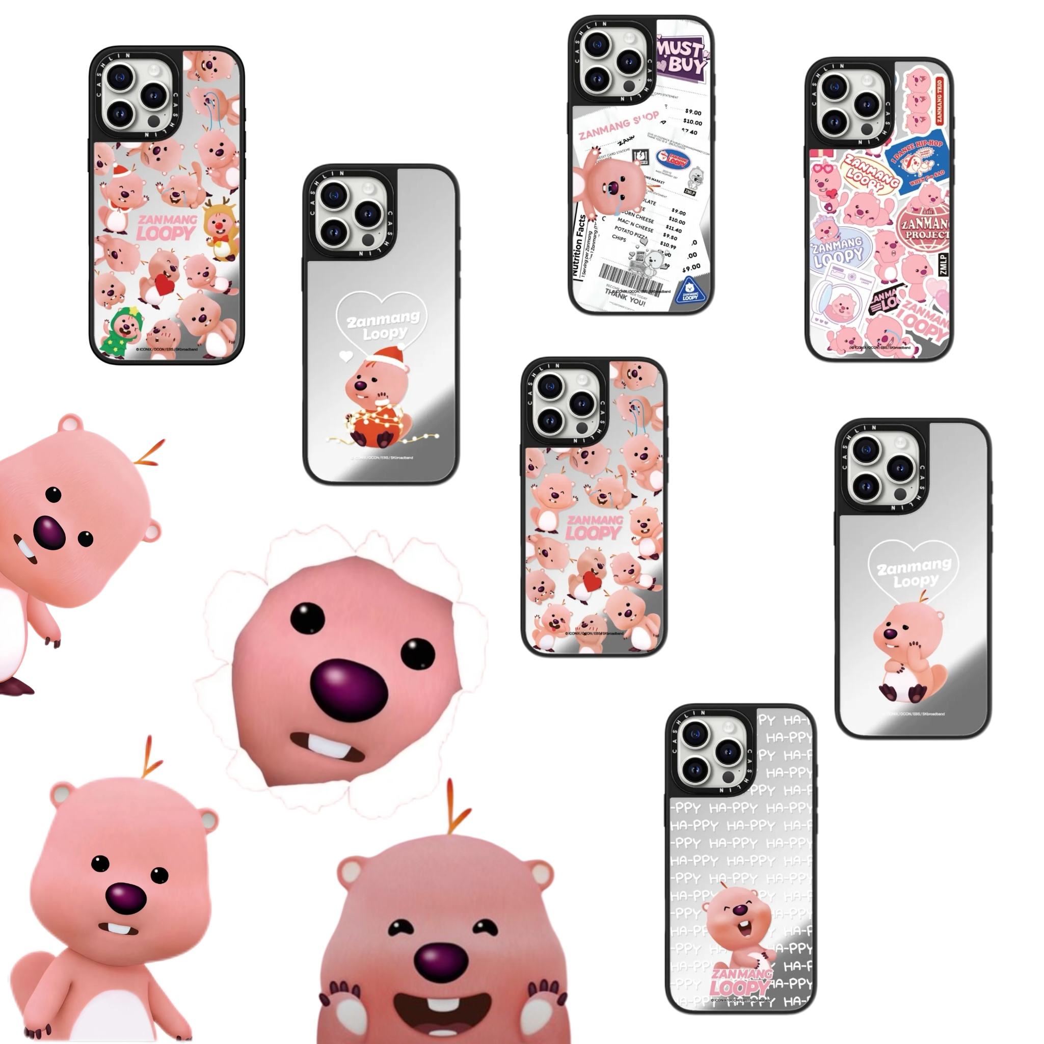 CASE联名可爱镜面loopy露比小海狸苹果16ProMax手机壳适用于iPhone15Pro网红14plus明星13卡通12/11防摔硬壳