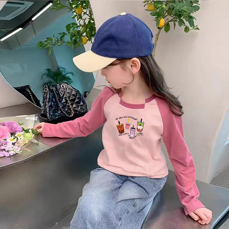 100%纯棉女童插肩圆领长袖T恤春秋中大儿童宝宝卡通休闲印花上衣,童装/婴儿装/亲子装,T恤,淘宝优惠券,粉丝福利购,淘宝优惠卷