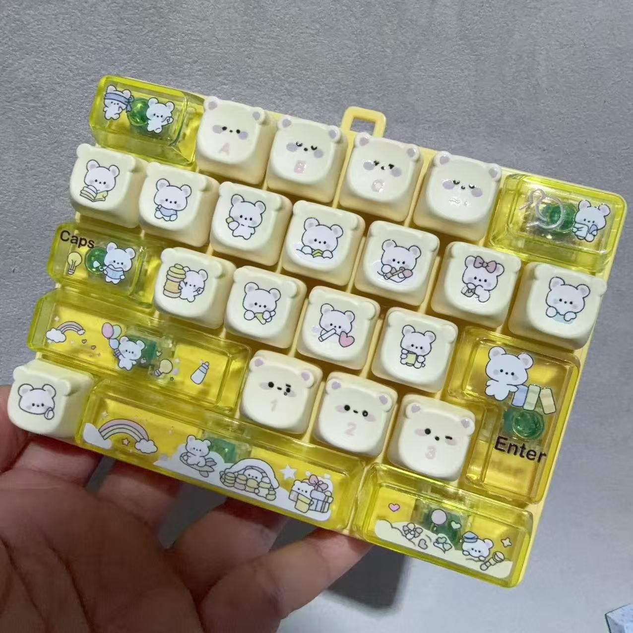 跨境解压迷你键盘按键小熊头26宫