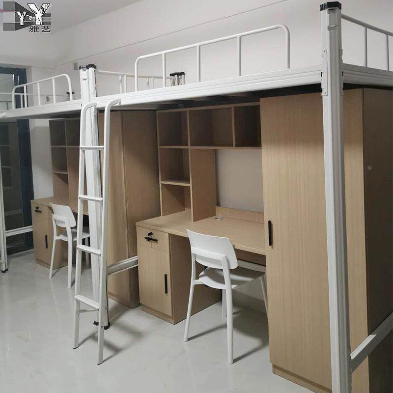 工厂定制上床下书桌衣柜组合一体床连体板式公寓床学生宿舍铁架床
