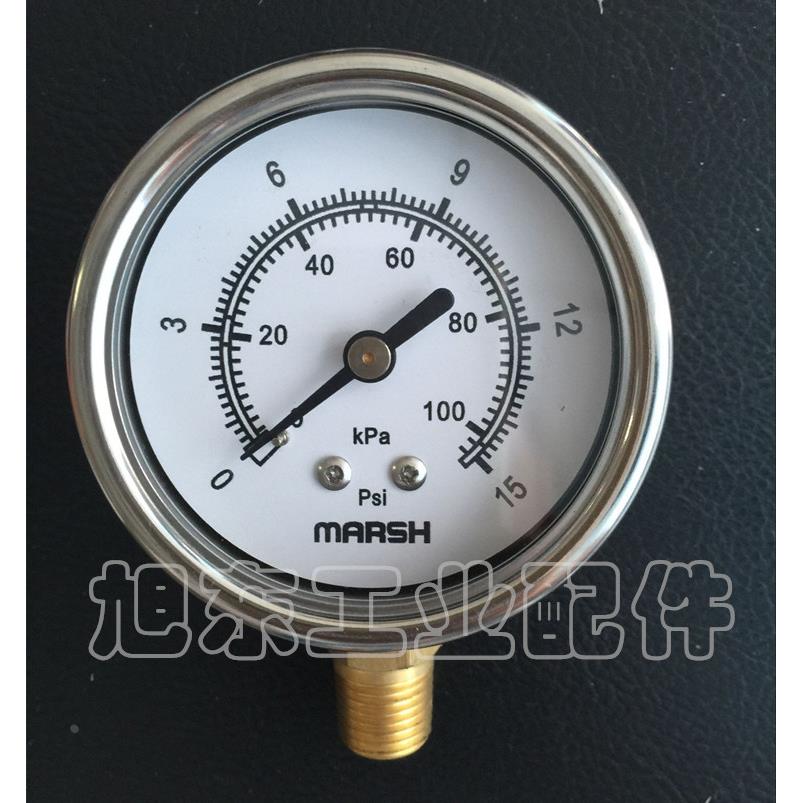 进口美国Marsh马绍恩2.5寸15/30/60/100/160/300PSI不锈钢压力表