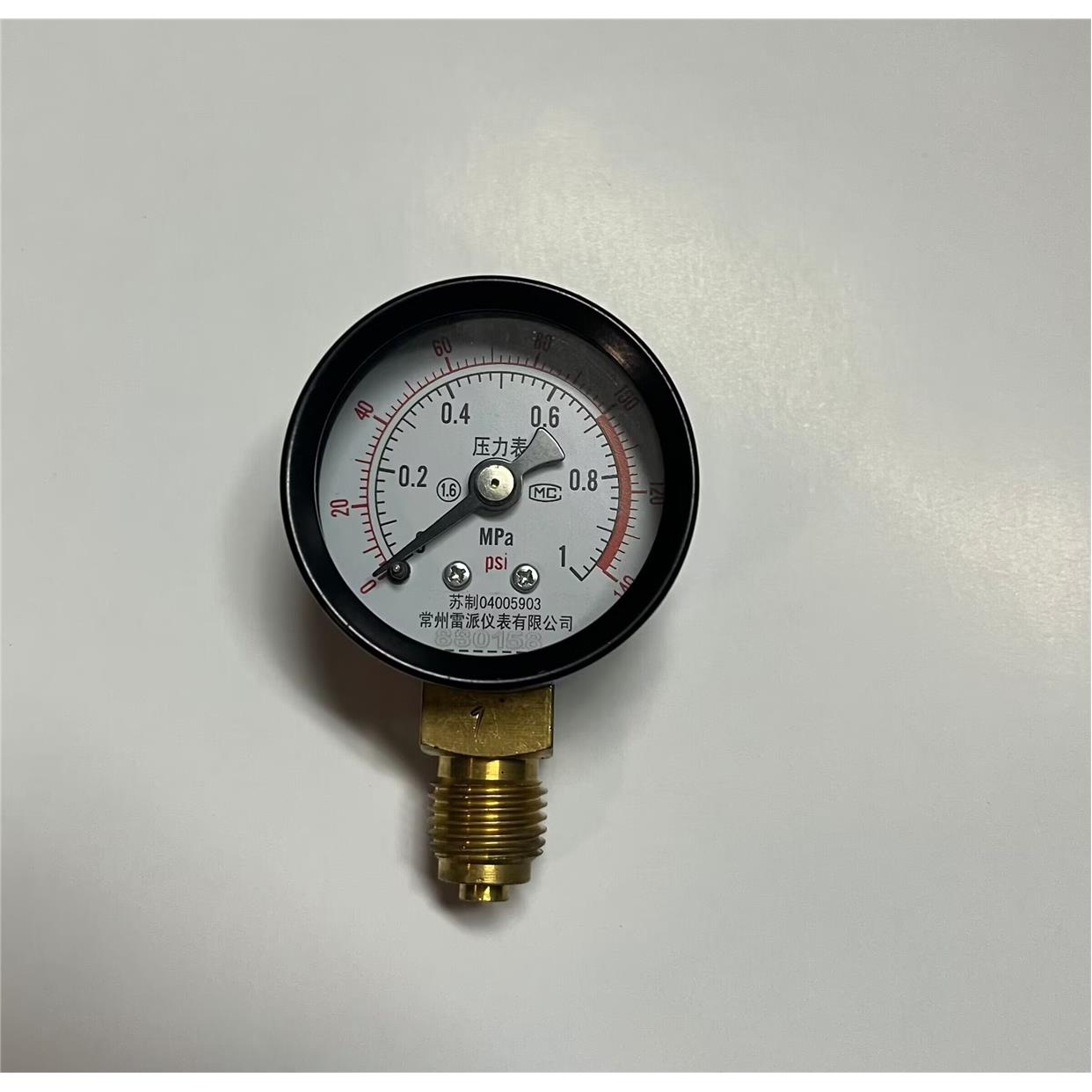 压力表 Y40 1MPA 140PSI 40mm 1/4BSP螺纹 径向 双刻度 雷派