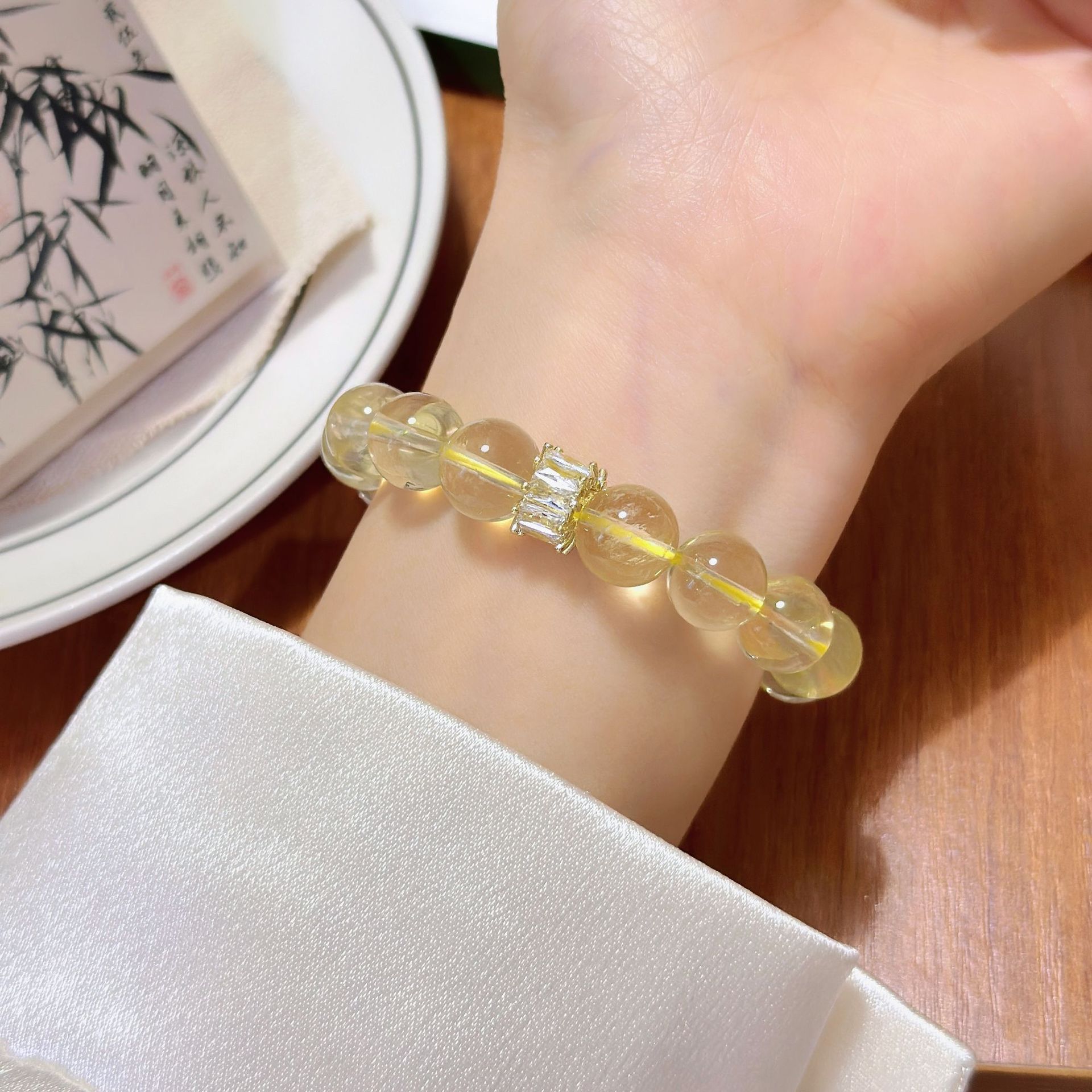 日本品质天然巴西黄晶7a级水晶手链女招财转运原创设计手串送闺蜜