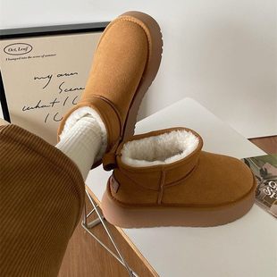 网红ins厚 百搭圆头复古松糕棉鞋 官网UBZ雪地靴女2026年春秋季 新款