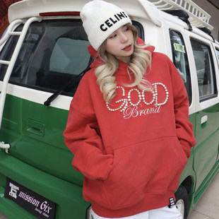 GOODBRANCH GOOD珍珠新年限定轻奢时尚高级感连帽卫衣男女同款