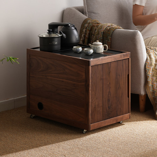 黑胡桃木移动边几免安装顺丰包邮