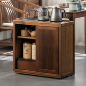 核桃木茶水柜烧水壶一体边几移动茶边柜小型家用茶几多功能茶台