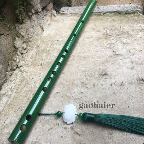 乐器一节苦竹笛子东方淮竹古风绿色笛子白玉莲吊坠初学GF演奏横