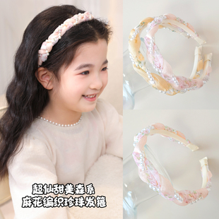 儿童发箍超仙甜美珍珠编织麻花辫头箍女童森系防滑不勒头百搭头饰