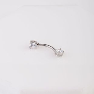 银色医用钢水钻肚脐钉ins风爆闪轻奢穿刺饰品辣妹风百搭小众脐环