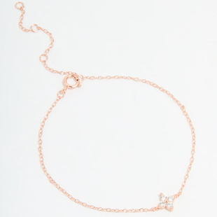 Lovisa镀玫瑰金纯银水钻迷你花朵手链轻奢小众百搭气质手链