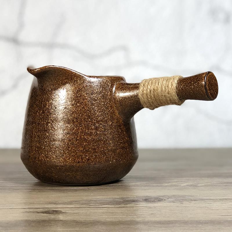 侧把公道杯大号分茶器大容量日式陶瓷公杯粗陶茶具茶漏过滤一套装