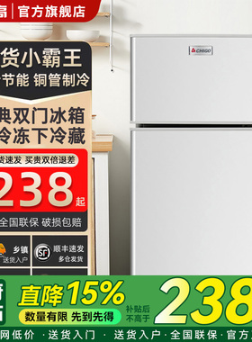 志高一级能效小冰箱家用小型租房宿舍迷你省电办公室双开门电冰箱