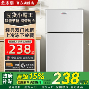 志高一级能效小冰箱家用小型租房宿舍迷你省电办公室双开门电冰箱