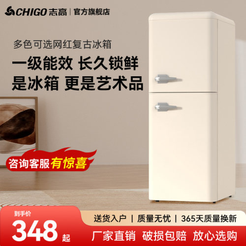 志高复古冰箱怀旧双开门静音